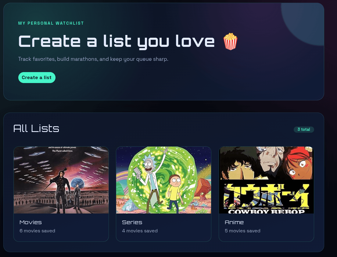 Movie Favorite Watch List preview
